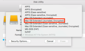 time machine mac os extended journaled encrypted